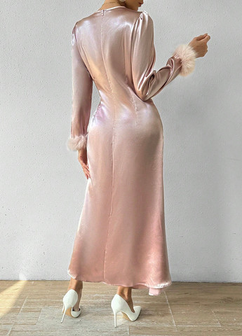 Світло-рожева вечірня сукня SHEIN однотонна