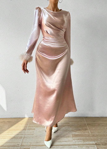 Світло-рожева вечірня сукня SHEIN однотонна