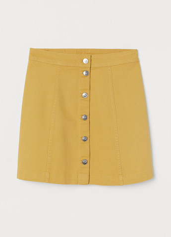 Желтая кэжуал однотонная юбка H&M а-силуэта (трапеция)