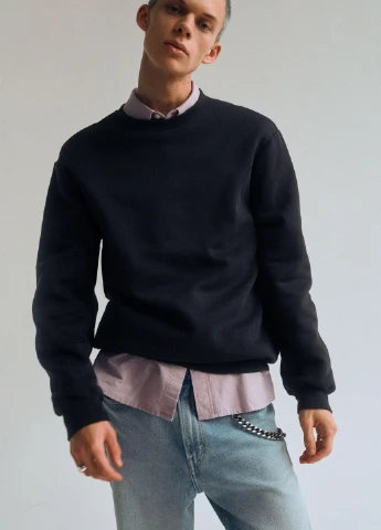 Чорний світшот фліс,чорний, H&M (255170685)