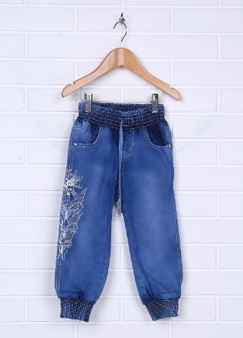 Голубые демисезонные со средней талией джинсы Yuke