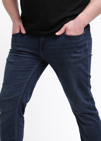 Темно-синие демисезонные слим джинсы мужские темно-синие слим стрейч Slim Zanotti