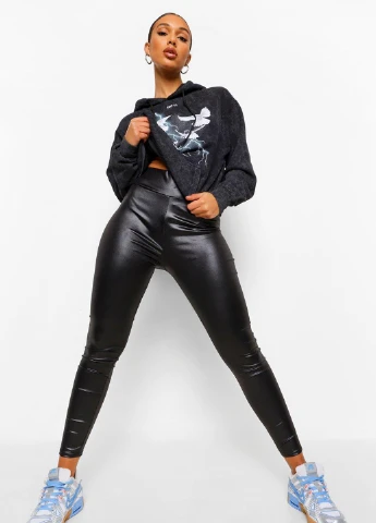 Черные демисезонные леггинсы Boohoo
