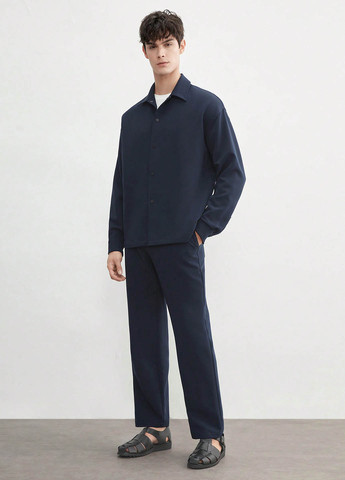 Темно-синій демісезонний костюм (сорочка, штани) брючний SHEIN