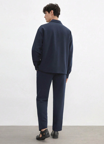 Темно-синій демісезонний костюм (сорочка, штани) брючний SHEIN