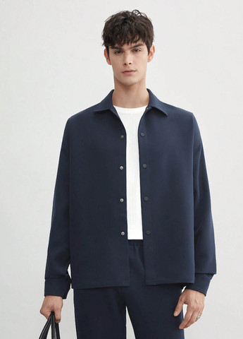 Темно-синій демісезонний костюм (сорочка, штани) брючний SHEIN