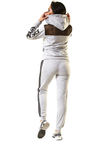 Костюм (худи, брюки) Demma надпись серый спортивный трикотаж