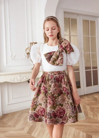 Комбинированный летний костюм (блуза, юбка) SHEIN