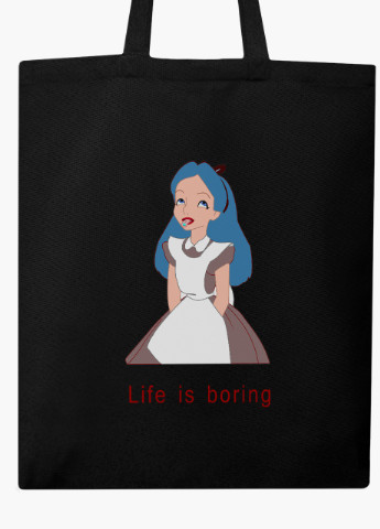 Еко сумка шоппер чорна Аліса скукота Дісней (Disney) (9227-1435-BK) MobiPrint (236391176)