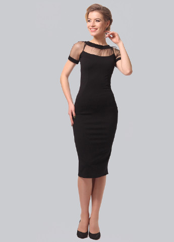 Черное коктейльное платье футляр Lila Kass однотонное