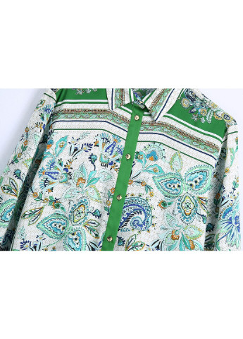Зеленая кэжуал рубашка с цветами Berni Fashion