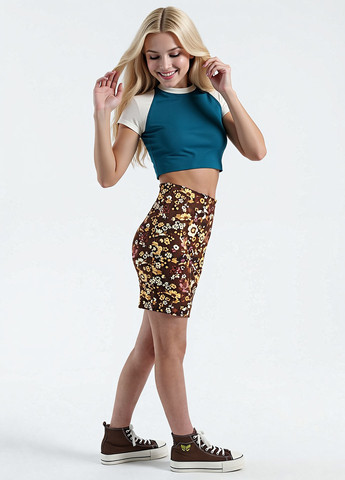 Коричневая кэжуал цветочной расцветки юбка House