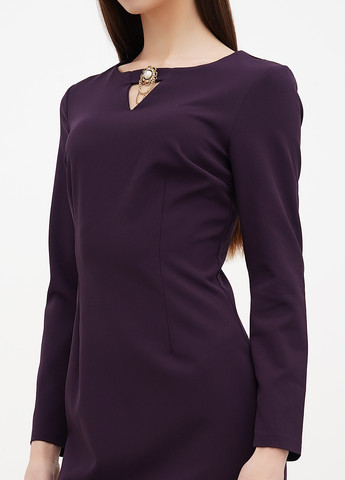 Темно-фиолетовое кэжуал платье футляр Sassofono однотонное
