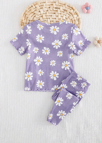 Світло-фіолетовий літній костюм (футболка, штани) SHEIN