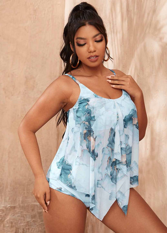 Бірюзовий літній купальник (майка, трусики) суцільний SHEIN