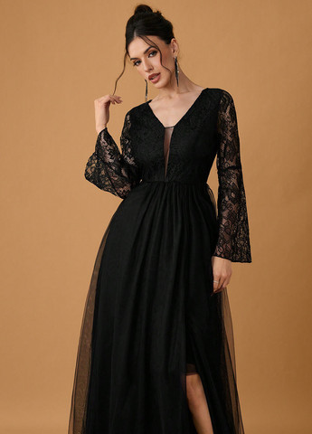 Чорна вечірня сукня кльош SHEIN однотонна