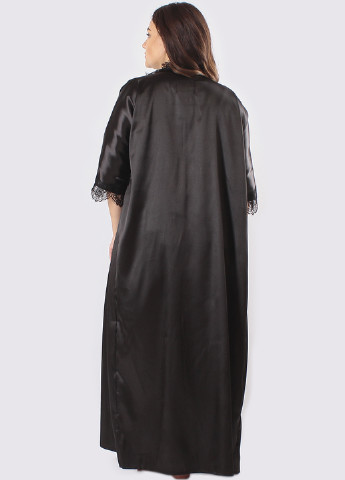 Черный демисезонный комплект (топ, шорты, халат) Ghazel