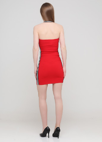 Красное кэжуал платье футляр, с открытой спиной Akdeniz однотонное