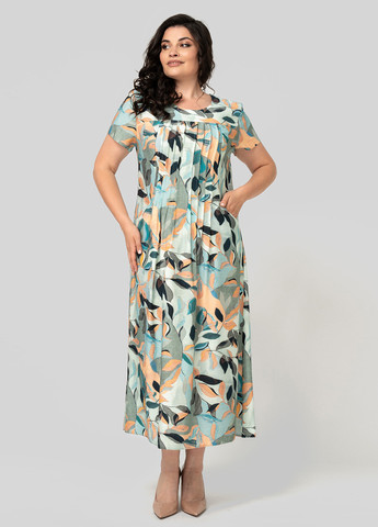 Комбинированное кэжуал платье а-силуэт A'll Posa с рисунком