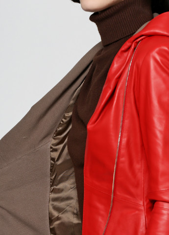 Красная демисезонная куртка кожаная Miletos