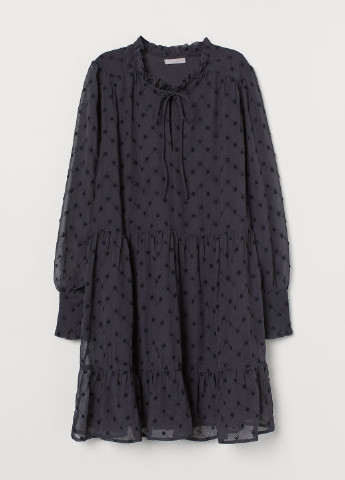 Темно-серое кэжуал платье клеш H&M с геометрическим узором