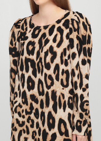 Темно-бежева кежуал сукня а-силует H&M леопардовий