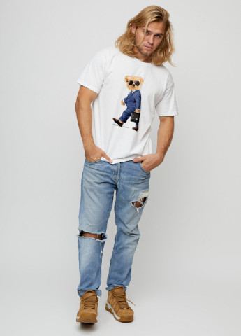 Біла футболка чоловіча basic /air print/ YAPPI