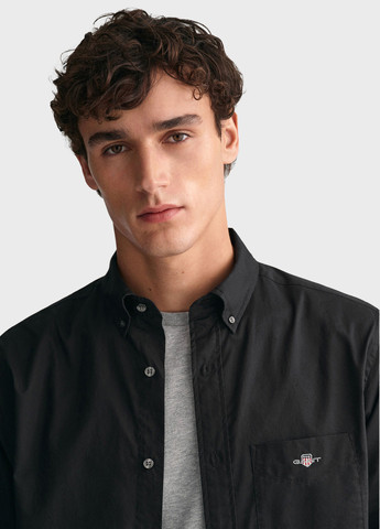 Черная кэжуал рубашка однотонная Gant