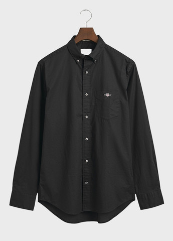 Черная кэжуал рубашка однотонная Gant