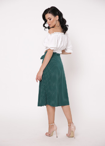 Зеленая кэжуал в горошек юбка TessDress а-силуэта (трапеция)