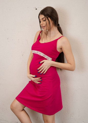 Малиновая ночная рубашка на бретельках для беременных и кормящих с секретом для кормления To Be (251738538)