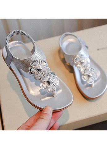 Серебряные босоножки SHEIN с аппликацией, со стразами, с тиснением