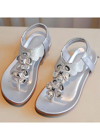 Серебряные босоножки SHEIN с аппликацией, со стразами, с тиснением