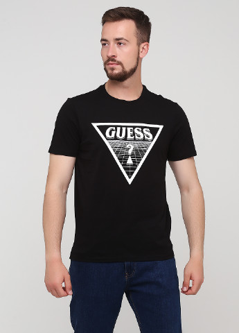 Черная летняя футболка Guess
