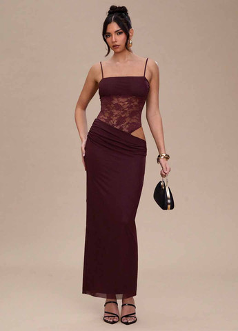 Темно-бордова вечірня сукня сукня-комбінація SHEIN однотонна