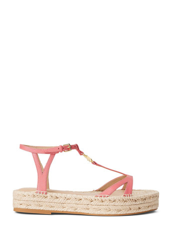 Розовые босоножки Ralph Lauren с ремешком на плетеной подошве, с логотипом