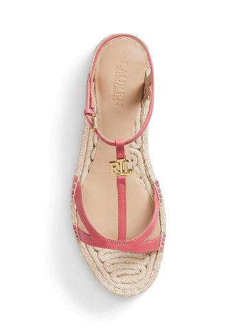 Розовые босоножки Ralph Lauren с ремешком на плетеной подошве, с логотипом