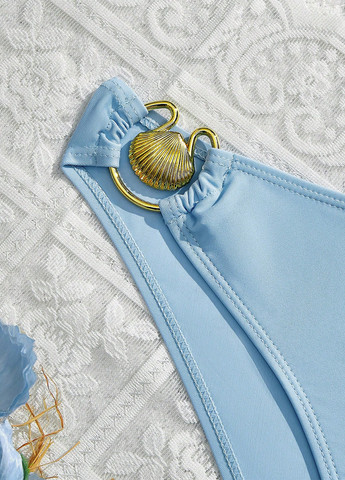 Голубой летний купальник (лиф, трусики) бандо, раздельный SHEIN