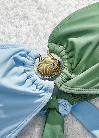 Голубой летний купальник (лиф, трусики) бандо, раздельный SHEIN