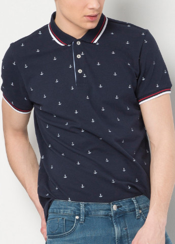 Темно-синяя футболка-поло для мужчин Colin's в горошек