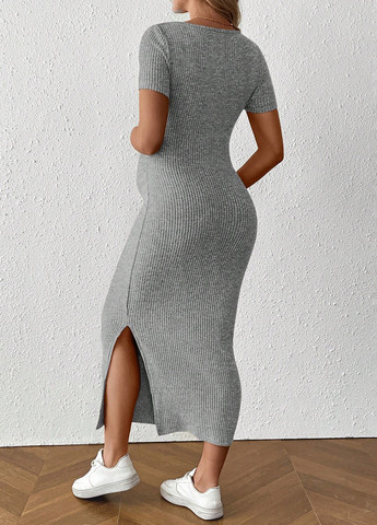 Серое кэжуал платье для беременных SHEIN однотонное