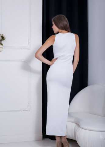Белое кэжуал приталенное женское платье со шлейфом vanessa Podium однотонное