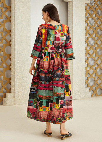 Комбінована кежуал сукня оверсайз SHEIN з абстрактним візерунком