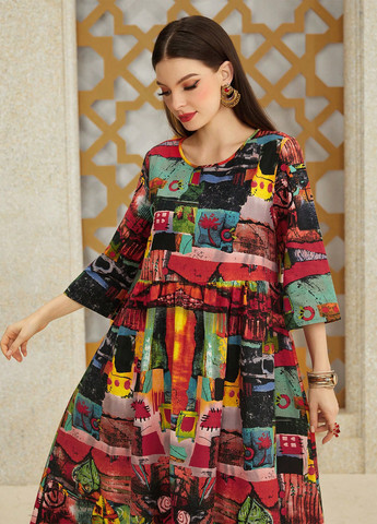 Комбінована кежуал сукня оверсайз SHEIN з абстрактним візерунком