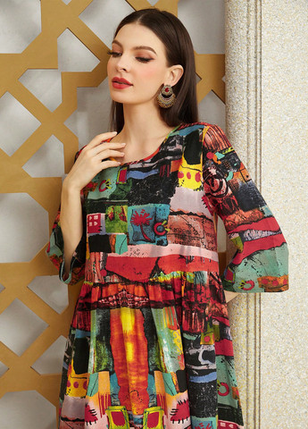 Комбінована кежуал сукня оверсайз SHEIN з абстрактним візерунком