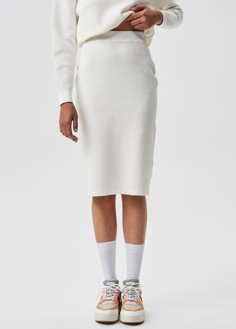 Белая кэжуал однотонная юбка Lacoste карандаш