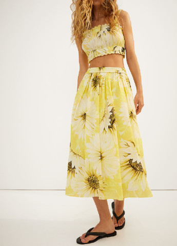 Светло-желтая с рисунком юбка H&M