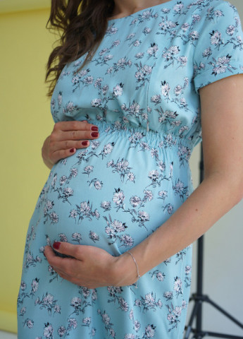 Мятное кэжуал нежное платье для беременных и кормящих мам с секретом для кормления из приятной хлопковой ткани To Be с цветочным принтом