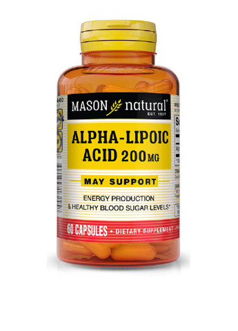 Альфа-липоевая кислота 200 мг, 60 (капс.) Mason Natural (251206438)