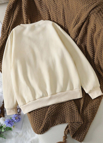 SHEIN світшот однотонний кремовий кежуал поліестер